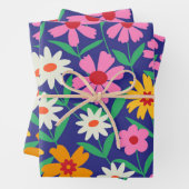 レトロボホフラワーズガーデン ネイビーブルー ラッピングペーパーシート (インサイチュ)