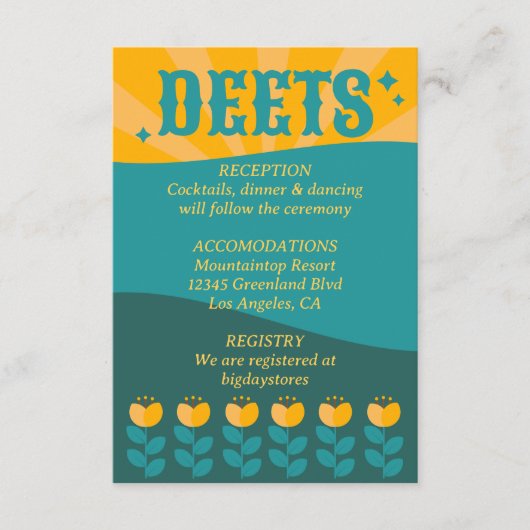 レトロボホフローラはっきりした&ブライト春の結婚式 エンクロージャーカード (正面)