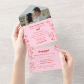 レトロボホフローラオールインワン結婚式招待状 オールインワン招待状 (貼ってはがせる)