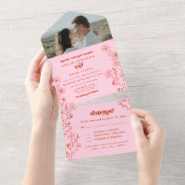 レトロボホフローラオールインワン結婚式招待状 オールインワン招待状