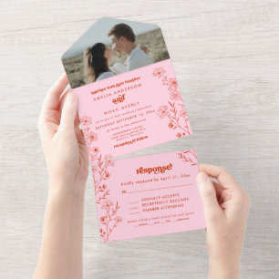 レトロボホフローラオールインワン結婚式招待状 オールインワン招待状