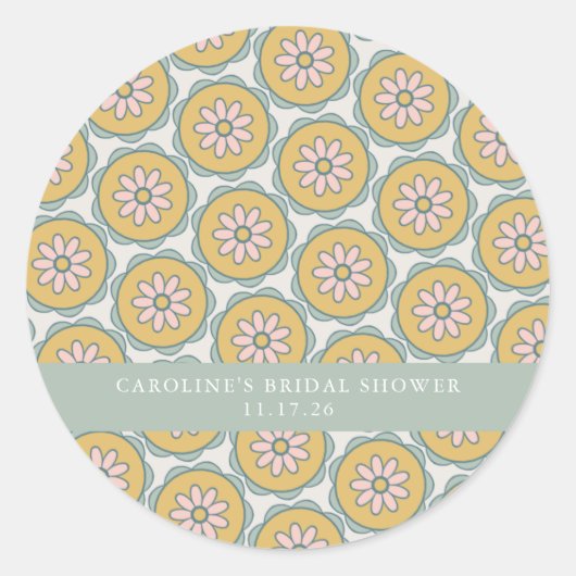 レトロボホフローラパステルカスタムブライダルシャワー ラウンドシール (正面)