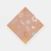 レトロボホフローラベビーシャワーハローベビー食器 スタンダードランチョンナプキン (角)