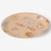 レトロボホフローラベビーシャワーハローベビー食器 ペーパープレート (アングル)