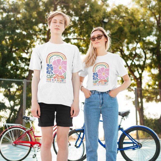 レトロボホフローラレインボーインスピレーション引用文 Tシャツ