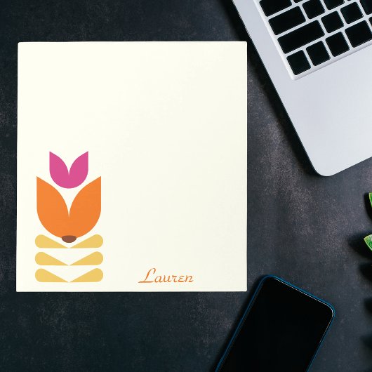 レトロボホフローラ抽象芸術ミニマルパーソナライズされたリスト ノートパッド