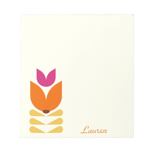 レトロボホフローラ抽象芸術ミニマルパーソナライズされたリスト ノートパッド (正面)