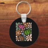 レトロボホフローラ秋パンプキンオータムサンクスギビング キーホルダー (正面)