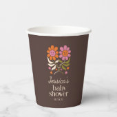 レトロボホブラウンフラワーグルーヴィーベイビーシャワーカスタム 紙コップ (裏面)