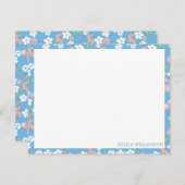 レトロボホブルーディティフローラ名パーソナライズされた ノートカード (正面/裏面)