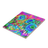 レトロボホブルーパープルピンクの花 タイル (側面)