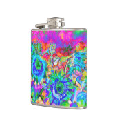 レトロボホブルーパープルピンクの花 フラスク (左)