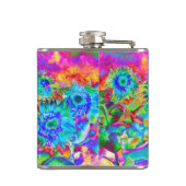 レトロボホブルーパープルピンクの花 フラスク (裏面)