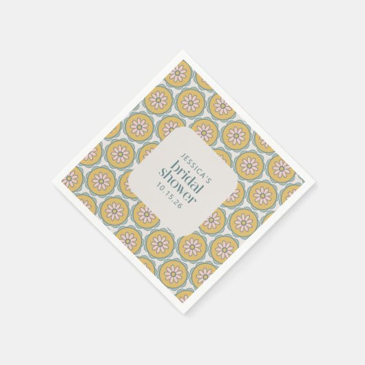 レトロボホマンダラフローラパステルブライダルシャワー スタンダードカクテルナプキン (角)