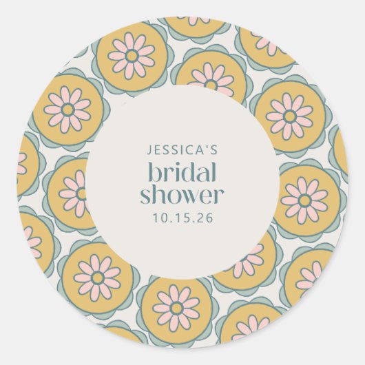 レトロボホマンダラフローラパステルブライダルシャワー ラウンドシール (正面)
