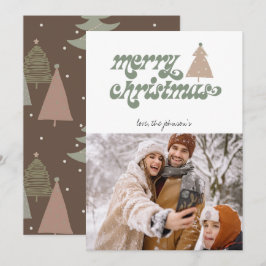 レトロボホメリークリスマスフォトホリデーカード シーズンカード