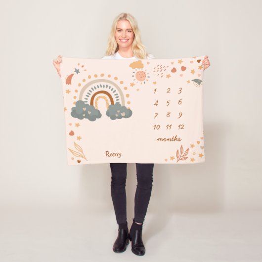 レトロボホレインボラストベビーマイルストーンカース フリースブランケット (インサイチュ)