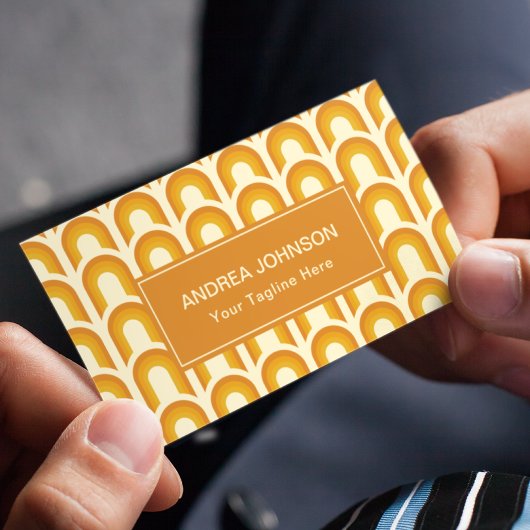 レトロボホレインボーアーチパターン1960s 1970sトレンディー 名刺