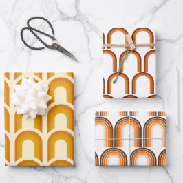 レトロボホレインボーパターン60年代70年代70年代 ラッピングペーパーシート