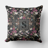 レトロボホワイルドフラワーエレガントズモノグラム クッション (正面)