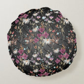 レトロボホワイルドフラワーエレガントズモノグラム ラウンドクッション (裏面)