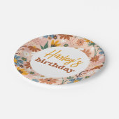 レトロボホワイルドフラワーガールバースデーパーティー ペーパープレート (アングル)