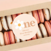 レトロボホワンデイジーファースト誕生日 ラウンドシール