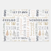 レトロボホヴィンテージカーとクリスマスツリーパターン ラッピングペーパーシート (正面2)