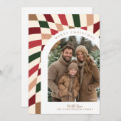 レトロボホ市松模様に写真クリスマスカード 案内状 (正面/裏面)