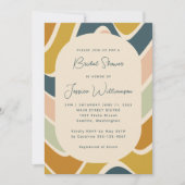 レトロボホ抽象芸術ウェーブパステルティール(緑がかった色)ブライダルシャワー 招待状 (正面)