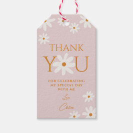 レトロボホ赤面ピンクデイジーありがとう ギフトタグ