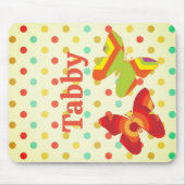 レトロボホ70の水玉模様ストライプバタフライオレンジ マウスパッド (正面)