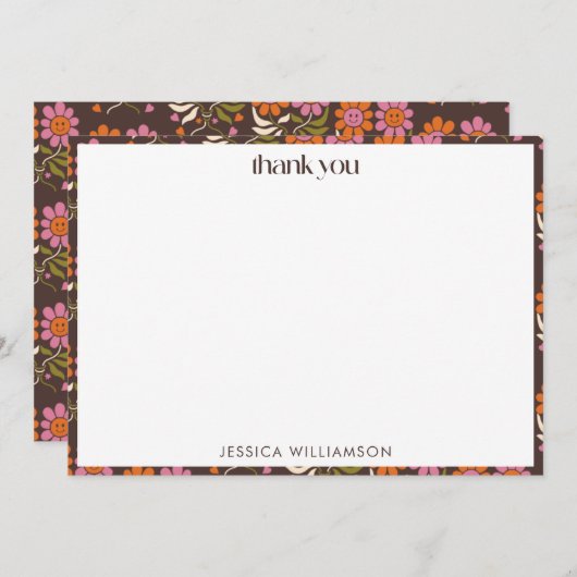 レトロボホ70sフローラグルーヴィーベビーシャワーカスタム サンキューカード (正面/裏面)