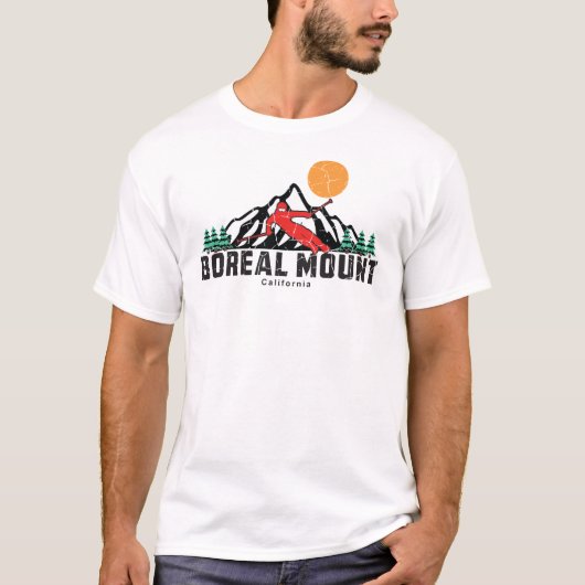 レトロボリアルマウンテンスキーサンセット Tシャツ (正面)