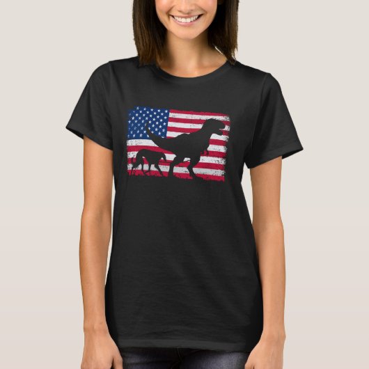 レトロボルゾイドッグパパ7月の米国国旗4日 Tシャツ (正面)