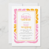 レトロボーはっきりしたーフローラブライダルシャワー招待 招待状 (正面)