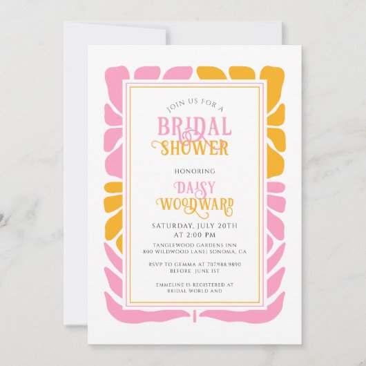 レトロボーはっきりしたーフローラブライダルシャワー招待 招待状 (正面)