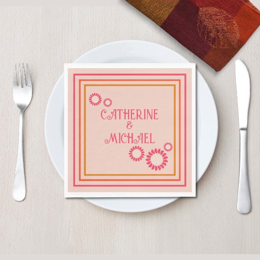 レトロボーはっきりしたーフローラ&ブカラフルライト結婚ズ スタンダードランチョンナプキン