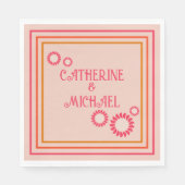 レトロボーはっきりしたーフローラ&ブカラフルライト結婚ズ スタンダードランチョンナプキン (正面)