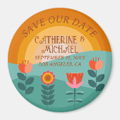 レトロボーはっきりしたーフローラ&ブカラフルライト結婚ズ マグネット (正面)