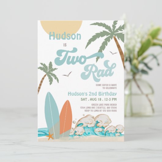 レトロボーイサーフサーフィン2ndバースデーツー素晴らしいパーティー 招待状 (スタンド正面)