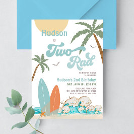 レトロボーイサーフサーフィン2ndバースデーツー素晴らしいパーティー 招待状