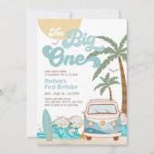 レトロボーイザビッグワンサーフィン第1誕生日パーティー 招待状 (正面)