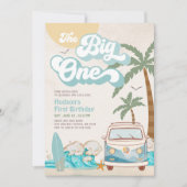 レトロボーイザビッグワンサーフィン第1誕生日パーティー 招待状 (正面)