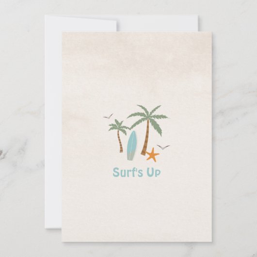 レトロボーイザビッグ5-0サーフィン50誕生日 招待状 (裏面)