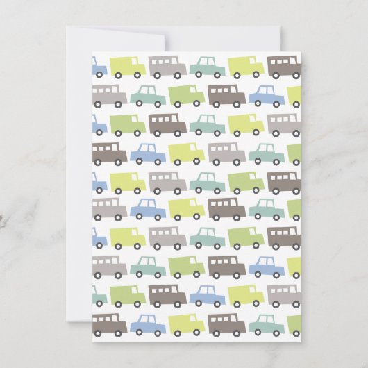 レトロボーイズトイズトランスポートベビーシャワー招待状 招待状 (裏面)