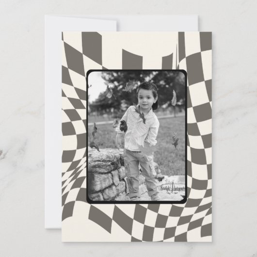 レトロボーイズヴィンテージブルーレースカーバースデーパーティー 招待状 (裏面)