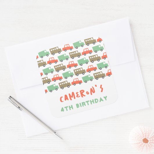 レトロボーイズ玩具おもしろい輸送誕生日パーティーの好意 スクエアシール (封筒)