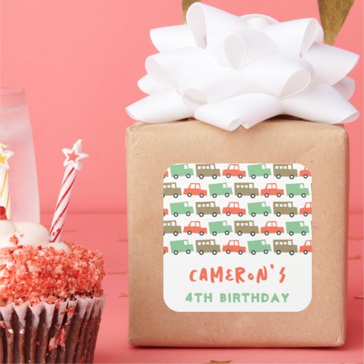 レトロボーイズ玩具おもしろい輸送誕生日パーティーの好意 スクエアシール (パーティー)