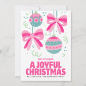 レトロボーカラフルオーナメントクリスマス シーズンカード (正面)